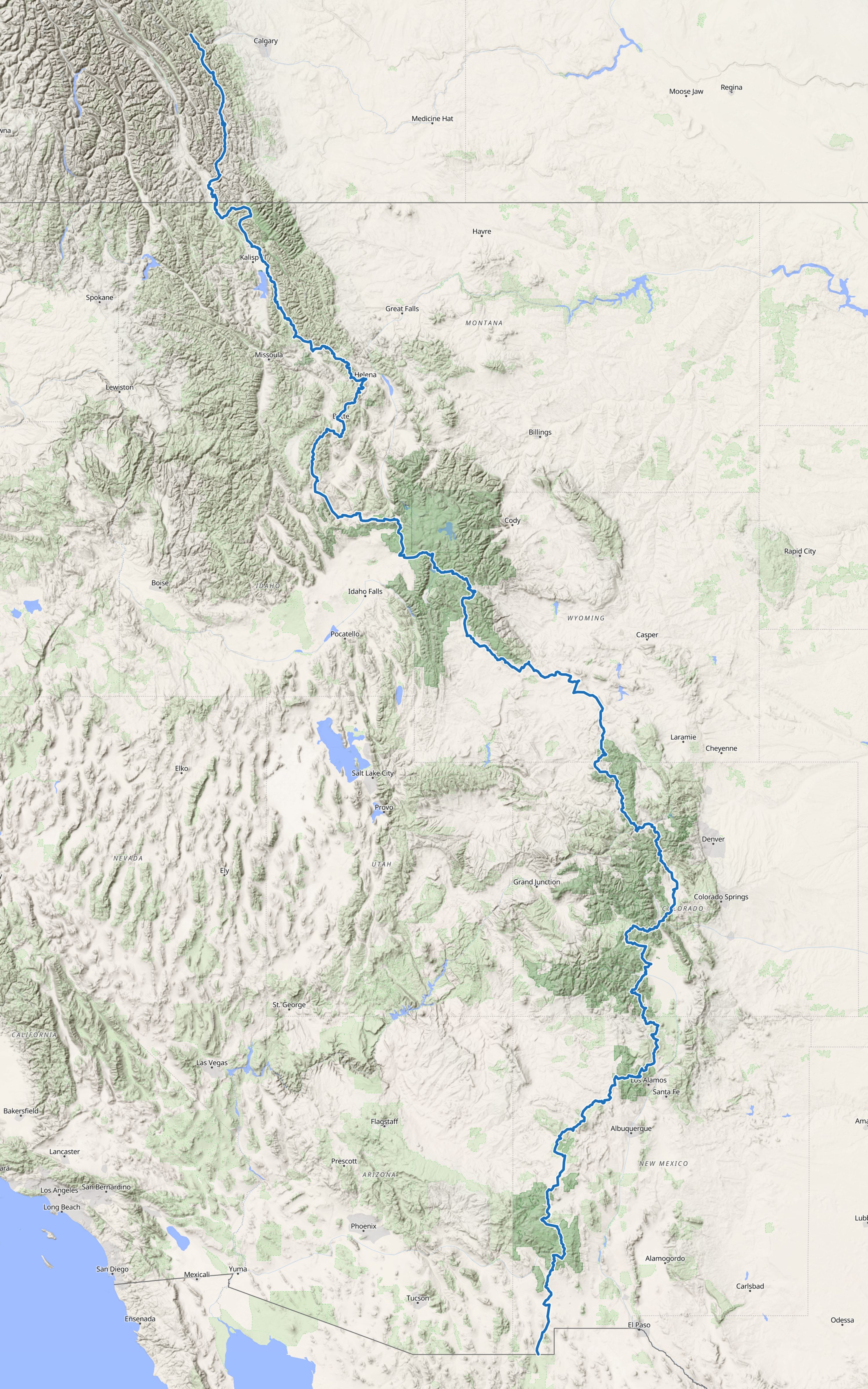 Great Divide Mountain Bike Route route over terrain